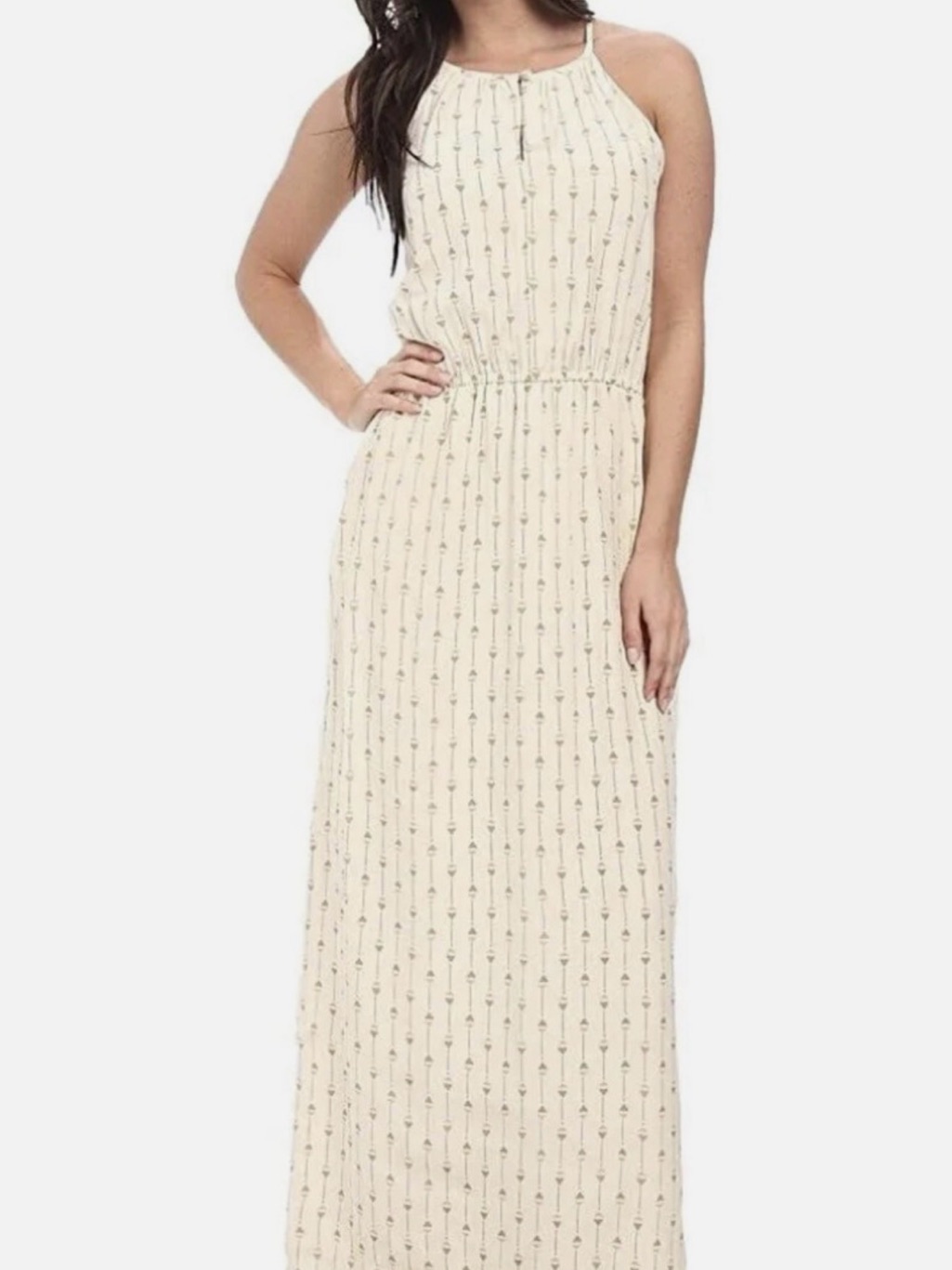 Lucky Brand 100% Silk Halter Maxi Dress